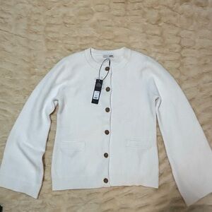 Fashion Nova Cream Button-Up Cardigan